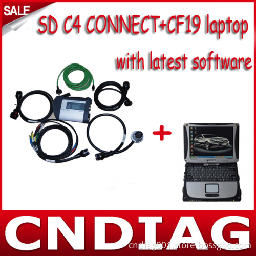 for MB SD Connect C4 with Panasonic CF-19 Touch Screen Laptop Full Set 2014.12 Version Ready to Use